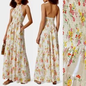 S/W/F Floral Print Halter Neck Maxi Dress in Garden Party Nordstrom Size Small S